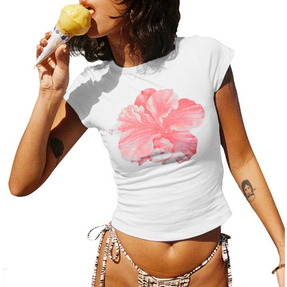 Tops - Graphic Baby Tee for Women Y2K Summer Crop Top Casual Streetwear